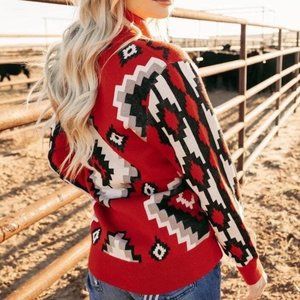 Sterling Kreek Vintage Red Vaquara Knit Sweater